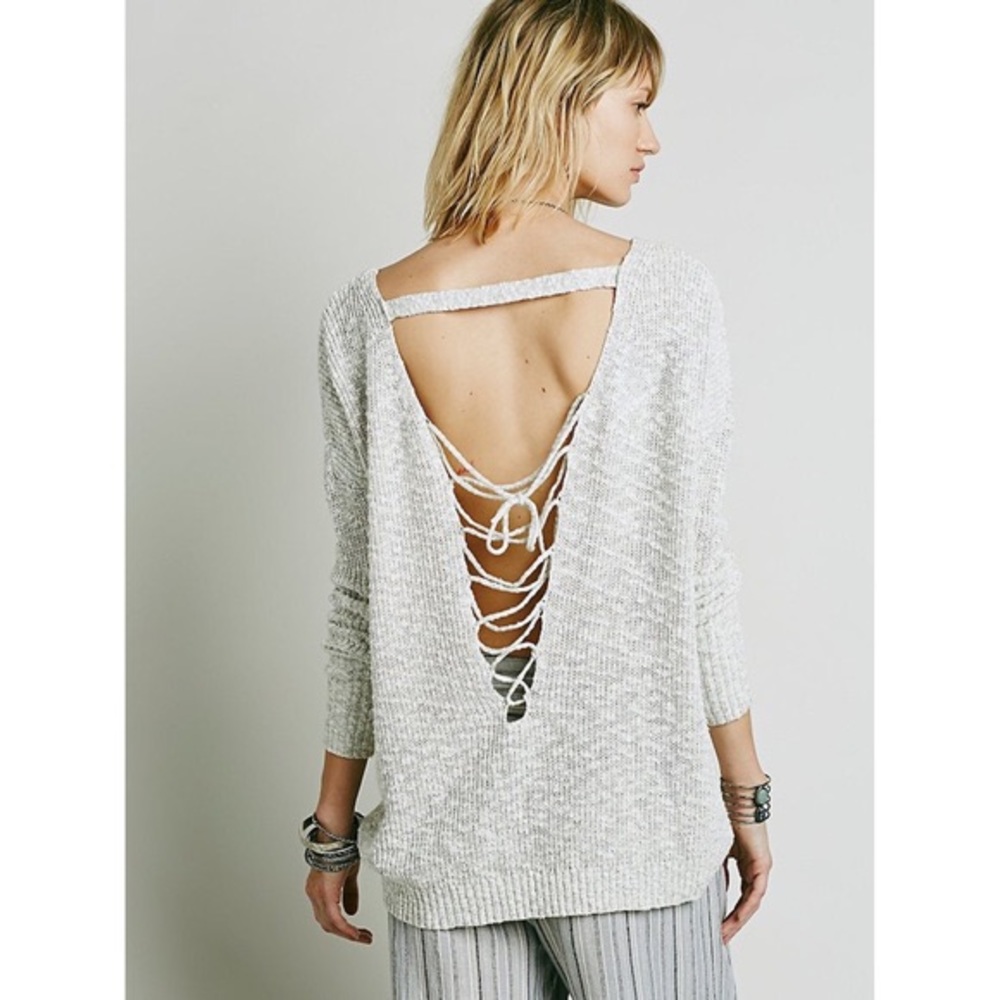Free People Back Lace Up Sweater